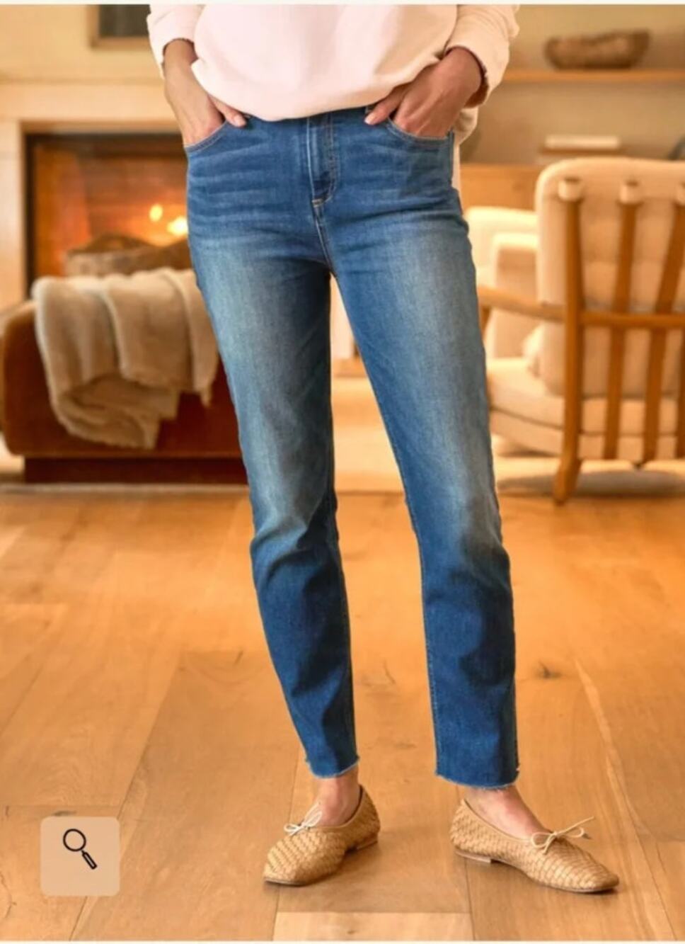 Frank & Eileen Derry High Waisted Denim Slim Straight Jeans Dark Blue Wash 29